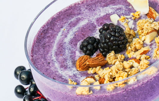 Blueberry Cacao Ashwagandha Smoothie Bowl