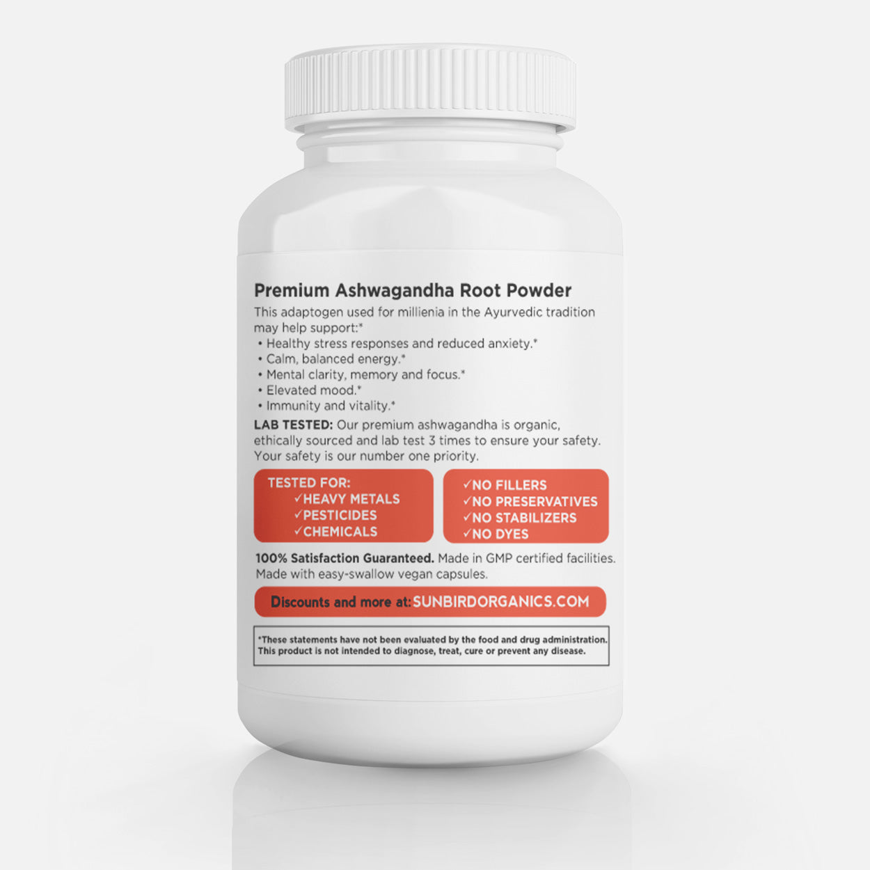 Premium Organic Ashwagandha Root Powder Capsules, 1200 mg 120 caps