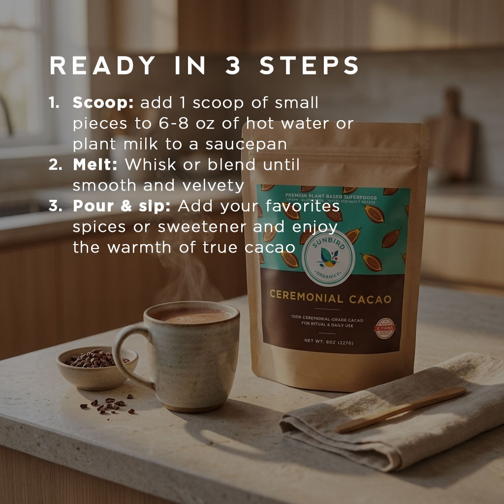 Ceremonial Cacao – 100% Organic Criollo Bean Cacao from Peru | 8 oz